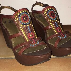 Colorful Brown Gianni Bini Sandal Wedges